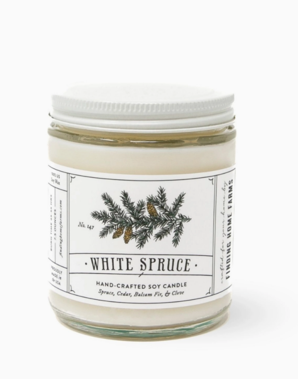 white spruce, woody scent candle